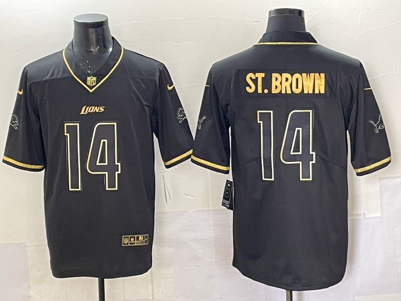 Men 2025 Detroit Lions Nike 14 St.brown Black Limited NFL Jersey 001